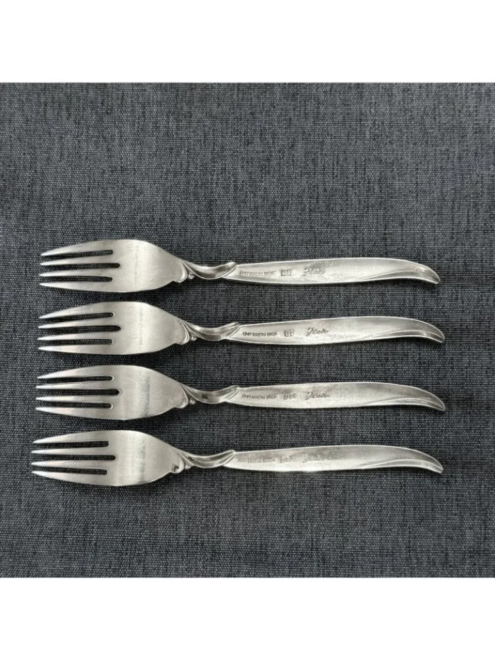 4 International Silver 1847 Rogers Bros FLAIR Silverplate Dinner Forks 1956